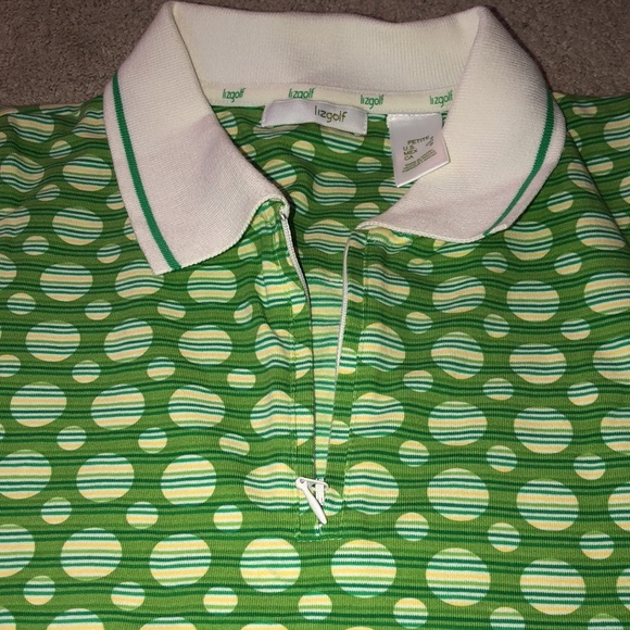 Liz Golf Sleeveless‎ Top Petite Small PS SP Green Dots Stripes - Picture 8 of 15